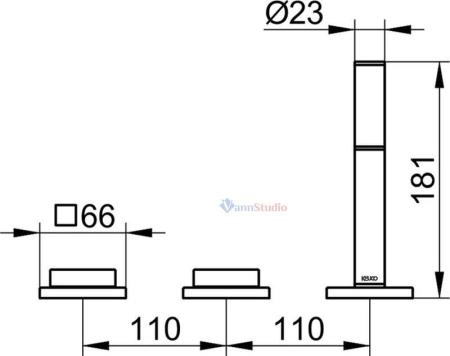 Смеситель на борт ванны Keuco Edition 11 51130010500, на 3 отверстия Хром