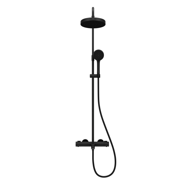 Душевая система VitrA Base Round A4730336EXP с термостатическим смесителем и ручным душем матовая черная латунь