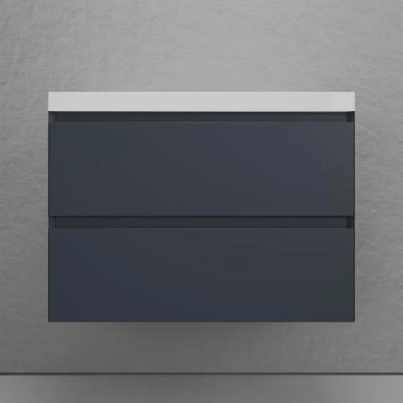 Тумба подвесная Style Line Манхэттен 80 ЭМАЛЬ под ASTI 80 2 ящика PLUS графит