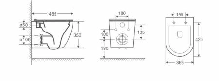 Унитаз Cerutti SPA TICINO Aria MB подвесной безободковый черный матовый CT8918 (485х365х350)