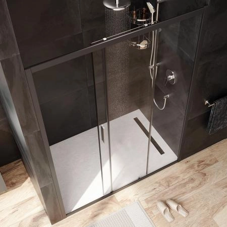 Дверь душевая в нишу AM.PM Gem W90G-140-1-195BT прозрачное, профиль черный