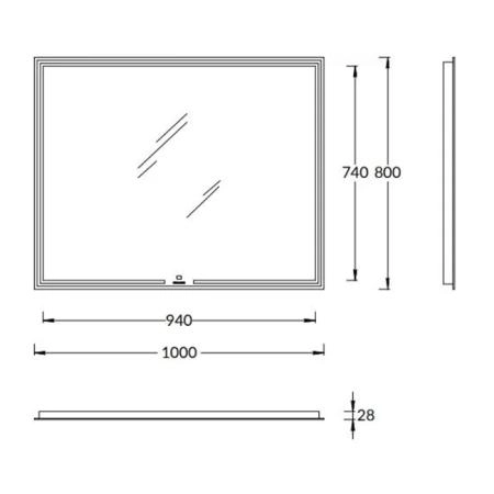 Зеркало Kerama Marazzi MIO МИО MIO.mi.100\WHT  прямоугольное с диммером 100, белое