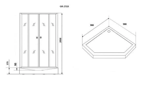 Душевая кабина GROSSMAN GR271D (90х90х205)