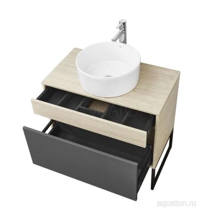 Тумба под раковину AQUATON Лофт Урбан 80 серый графит, дуб орегон 1A247601LQX60