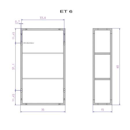 Decor Walther ET 6 Шкафчик открытый 35x15x60см, стекло прозрачное, подвесной, цвет: хром
