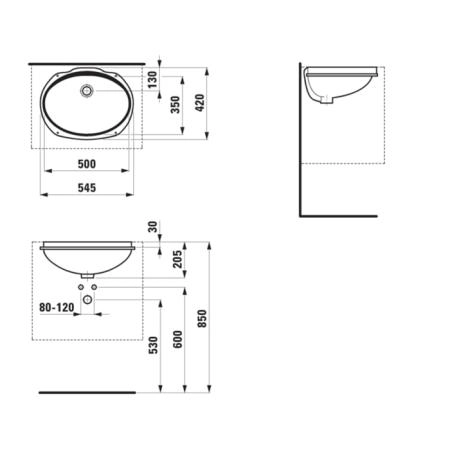 Laufen Savoy Раковина встраиваемая снизу, 50x35/20см, цвет: белый глянцевый