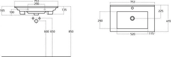 Раковина для тумбы Sanovit Atria 75 9075-KL