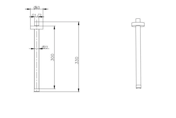 Держатель верхнего душа потолочный Boheme UNO COPPER BRUSHED 629-UNO-CB