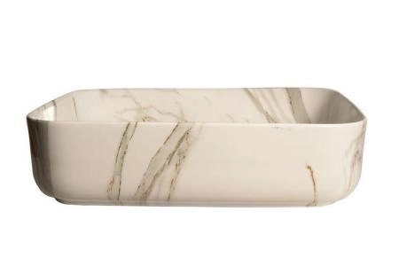 Раковина SantiLine SL-7020 50x40 на столешницу керамическая Светло-серый мрамор