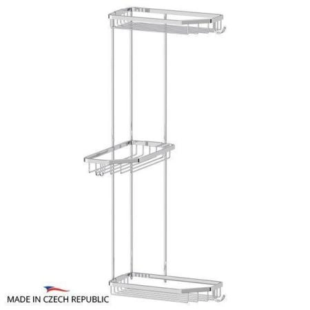 Полочка-решетка FBS Ryna RYN 014 с крючками угловая 3-х ярусная 20/20/20 cm хром