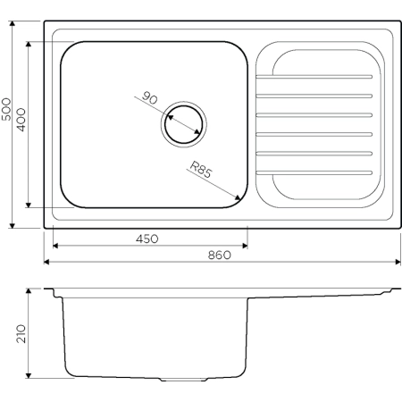 Кухонная мойка Omoikiri Haruna 86-IN 4993451, 860*500, нержавеющая сталь
