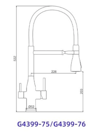 Смеситель Gappo G4399-75 для кухни фильтр д/питьевой воды сатин/черный