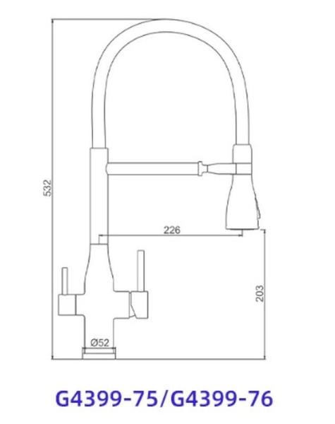 Смеситель Gappo G4399-75 для кухни фильтр д/питьевой воды сатин/черный