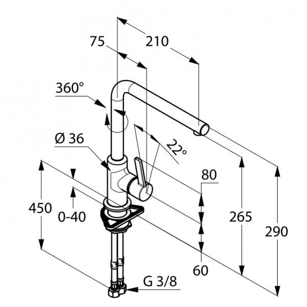 Смеситель Kludi L-Ine 408030575 для кухни