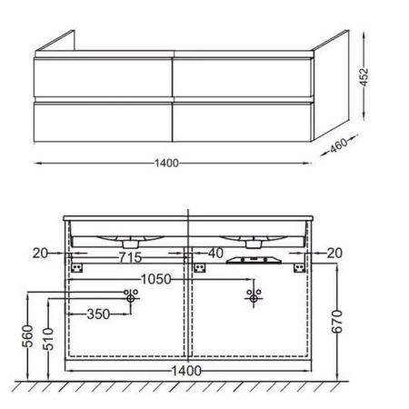 Тумба под раковину Jacob Delafon VOX EB2020-RA-G1C 140 см цвет белый блестящий лак