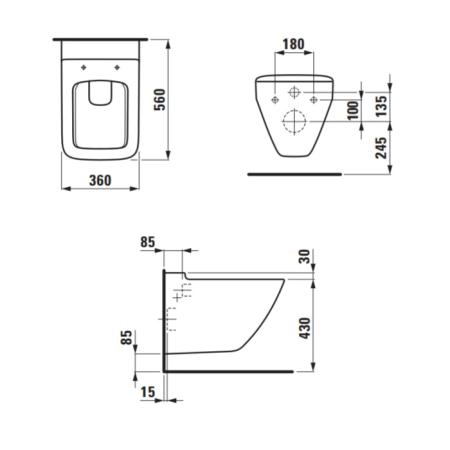 Laufen Palace New Унитаз подвесной 56x36x34.5см, безободковый Rimless, глубокое смывание
