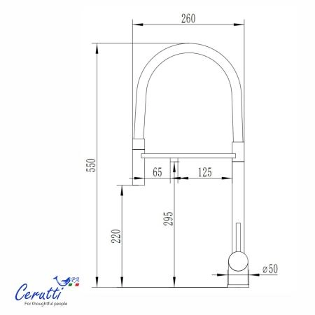 Cмеситель для кухни Ceruttispa Торре GR (TORRE GR) из нержавеющей стали, цвет серый матовый