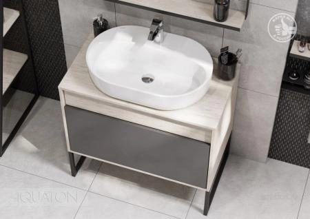 Тумба под раковину AQUATON Лофт Урбан 80 серый графит, дуб орегон 1A247601LQX60