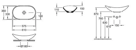 Раковина Villeroy & Boch My Nature Plus 411060R1 на столешницу 61x36