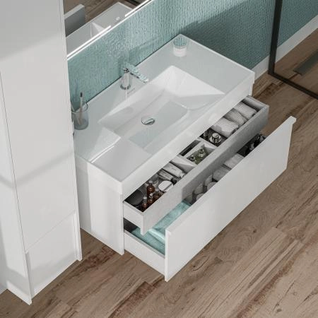 Тумба Kerama Marazzi MODULA МОДУЛА MO.100.1+1\WHT подвесная 100 с ящиком 1+1, белая глянцевая