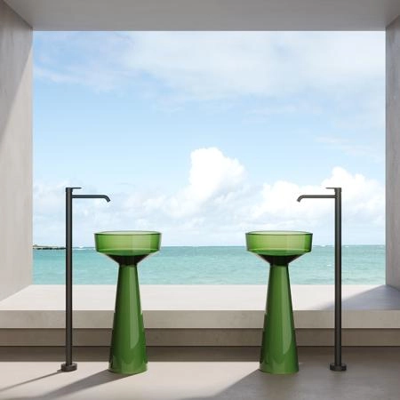 Dea Design Pedestal Basin Раковина 42.5х42.5х85см., напольная, без отв., Glasstech, прозрачная смола, цвет: Emerald R3