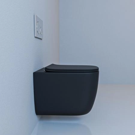 Унитаз ESBANO GARANT черный матовый безободковый подвесной 510x350x360