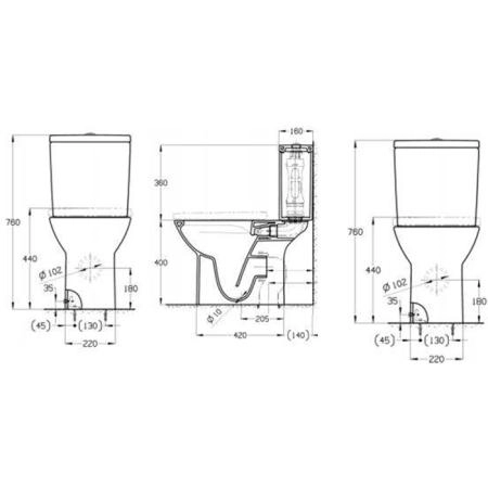 Roca Debba Round Унитаз моноблок 35x65см, безободковый, универсальный выпуск, цвет: белый