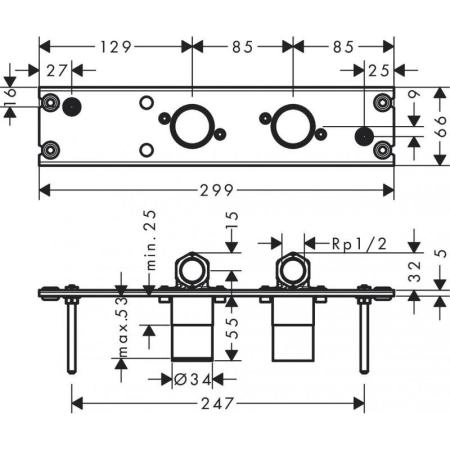 Hansgrohe 26840180 Скрытая часть Rainfinity Showerpipe 360 мм
