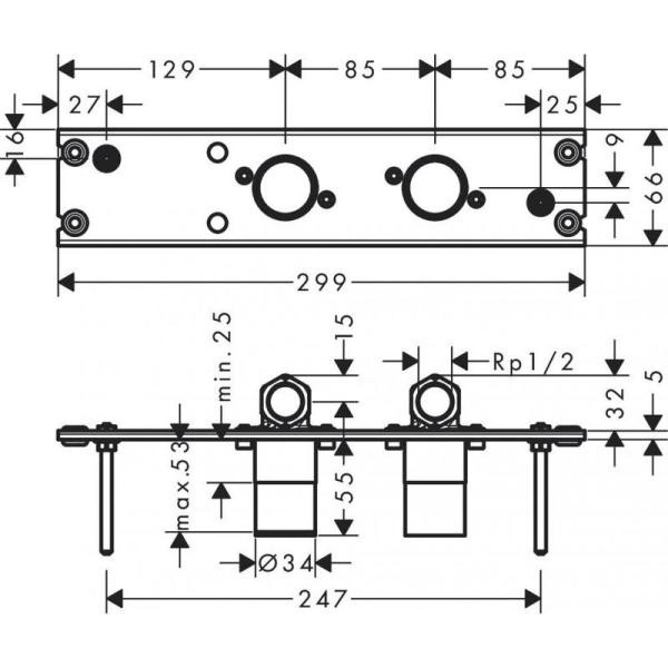 Hansgrohe 26840180 Скрытая часть Rainfinity Showerpipe 360 мм