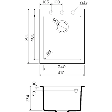 Кухонная мойка Omoikiri Bosen 41-BE 4993142, 410х500, ваниль