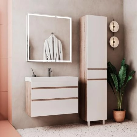 Тумба для ванной Volna Conty 80.2Y Белый/дуб сонома подвесная (9696) раковина отдельно