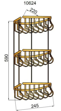 Угловая Полка Boheme (металл), тройная MEDICI 10624