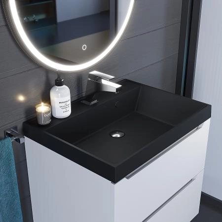 Раковина кварцевая Uperwood Classic Quartz 60 см, черная матовая, уголь