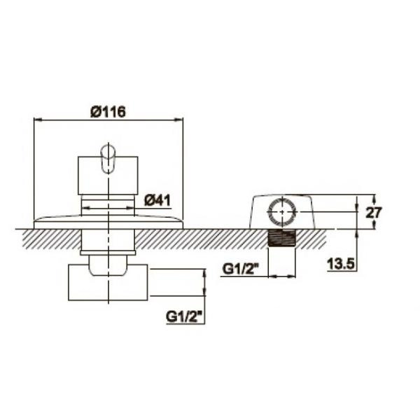 Смеситель для ванны KAISER Merkur (26017) с душем хром