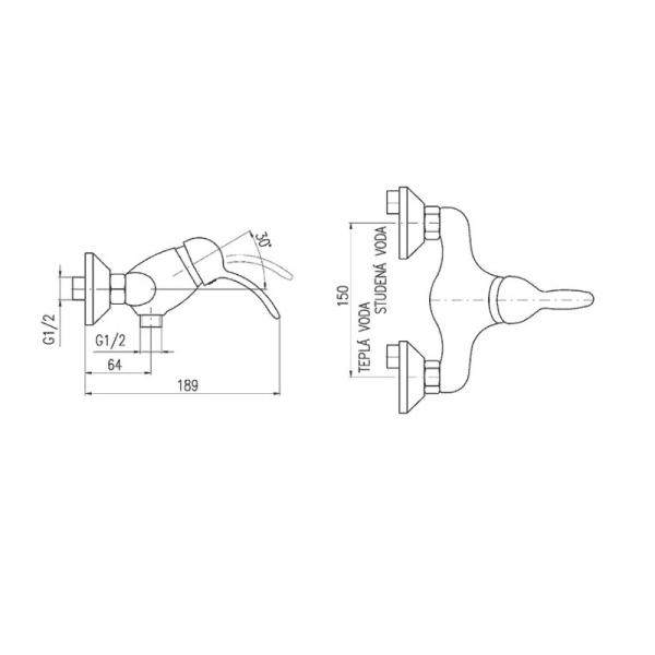 Смеситель Rav Slezak LABE L081.5Z для душа, цвет Золото без душевого комплекта