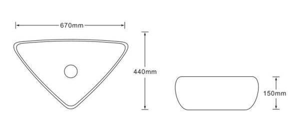 Раковина SantiLine SL-7031 67x44 на столешницу керамическая под мрамор