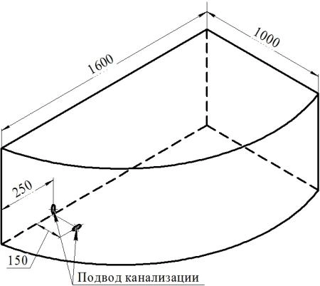 Акриловая ванна Radomir Модерна 2-89-2-2-1-214 каркас 160х100 правосторонняя фронтальная панель слив-перелив автомат с сеточкой хром с сифоном