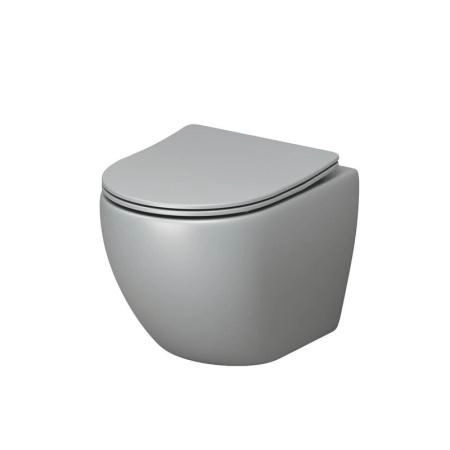Унитаз Grossman GR-4455GLMS Color (485*365*360) СВЕТЛО-СЕРЫЙ МАТОВЫЙ подвесной Безободковый с тонкой крышкой