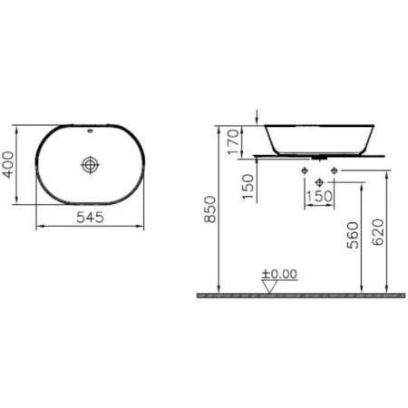 Vitra Geo 7427B003-0012 овальная раковина-чаша 55x40
