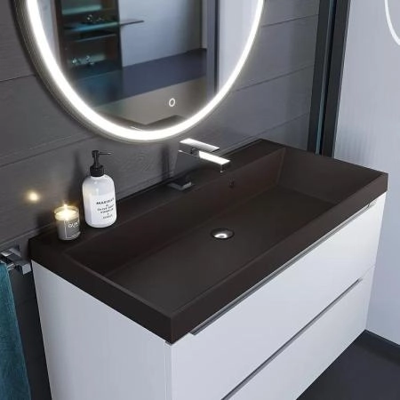 Раковина кварцевая Uperwood Classic Quartz 100 см, коричневая матовая, трюфель