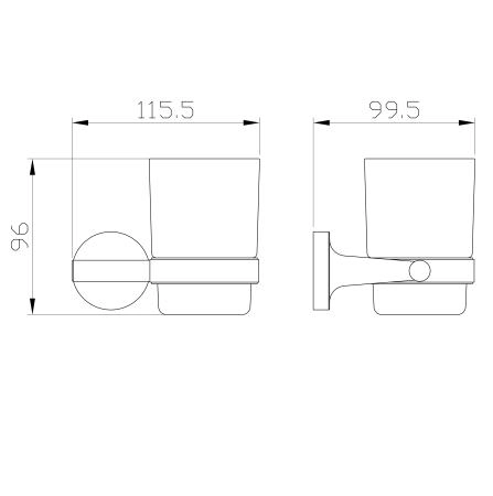 Стакан для зубных щеток с держателем WONZON & WOGHAND SIMPLE, Хром (WW-6521)