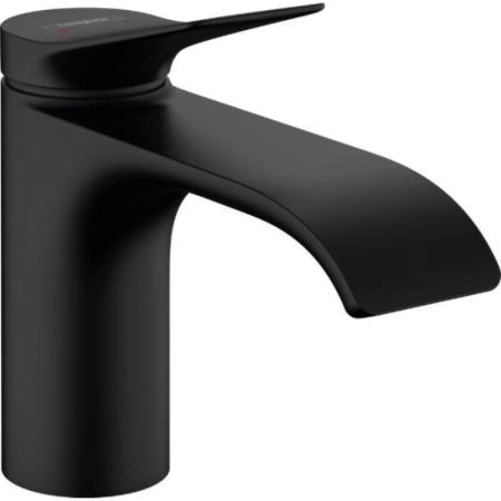 Смеситель Hansgrohe 75010670 Vivenis для раковины 80 мм, со сливным гарнитуром черный матовый