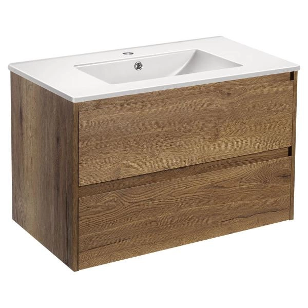 Тумба под раковину Vincea Gio 800 подвесная, 2 ящика soft-close, цвет T.Oak