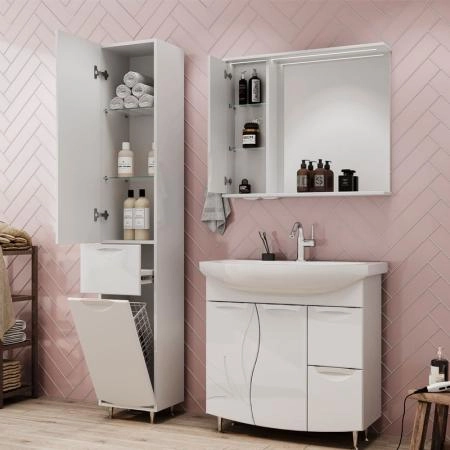 Зеркало-шкаф Volna Adel 80 левый белый глянец