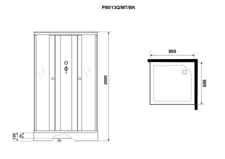 Душевая кабина Niagara Promo P90/13Q/MT/BK (900х900х2000)