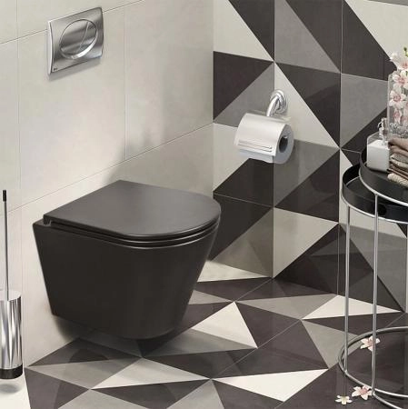 Унитаз подвесной AzarioTeramo 515х355х365 безободковый с сиденьем микролифт, черный матовый (AZ -053E-R-MB)