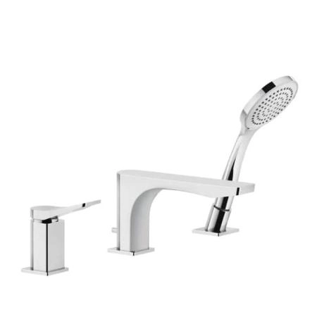Gessi Rilievo Смеситель на борт ванны на 3 отв, с убирающаяся душевой лейкой , цвет: хром