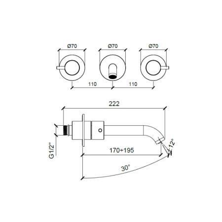 Almar Mixers Смеситель для раковины, настенный, цвет: черный металл брашированный PVD