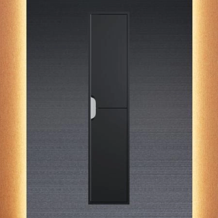 Шкаф-пенал для ванной Uperwood Modul, подвесной, с дверцами, матовый, черный