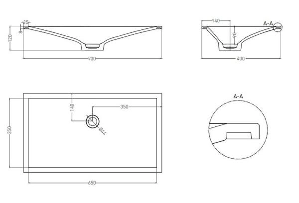 Раковина Salini MAREA 13 RAL S-Stone покраска RAL матовая 70x40 1802213MF встраиваемая